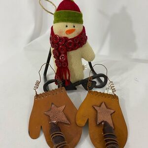 NWT Snowman Knitted Ornament with Mitten Ornaments